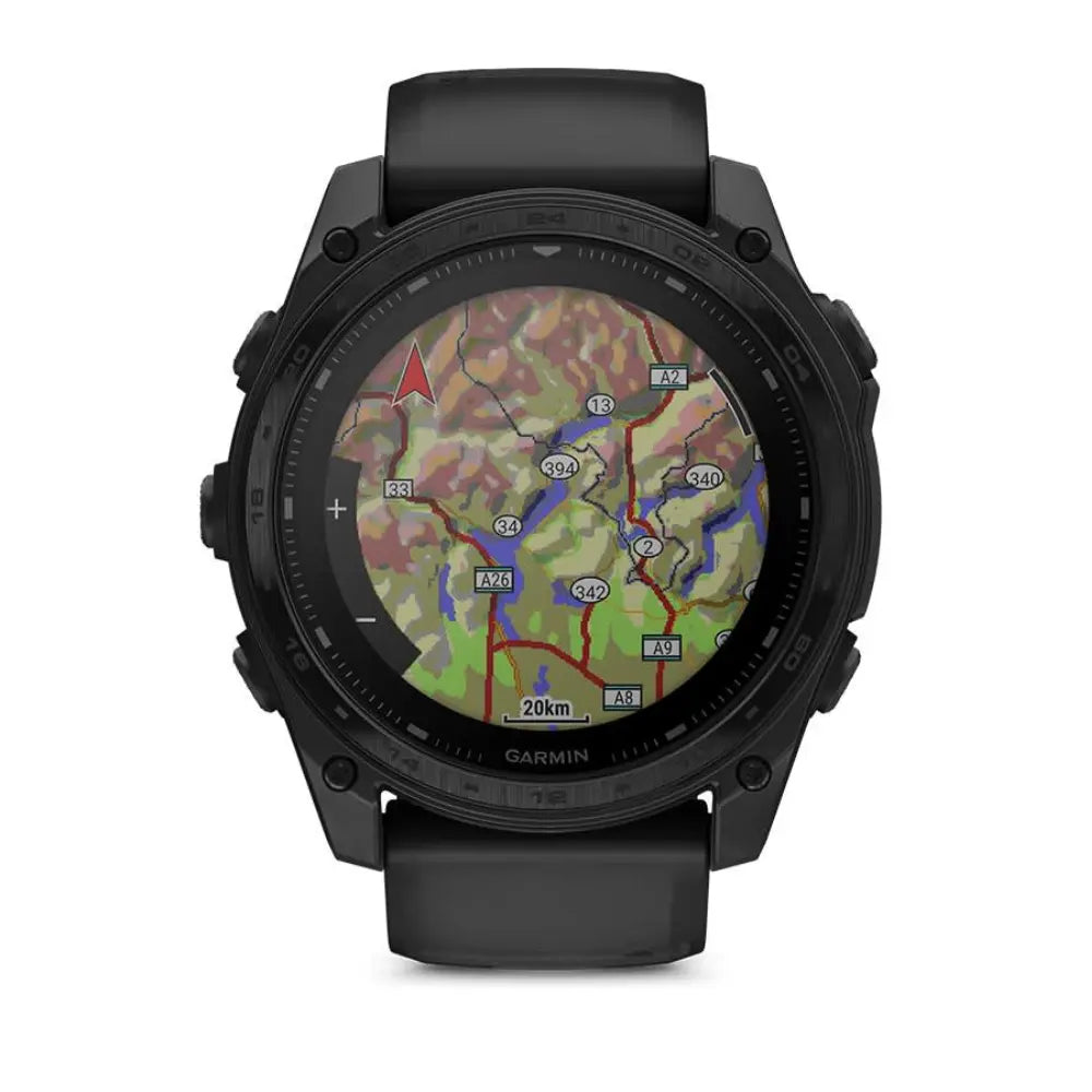 schwarze Garmin Sportuhr mit Kartenansicht