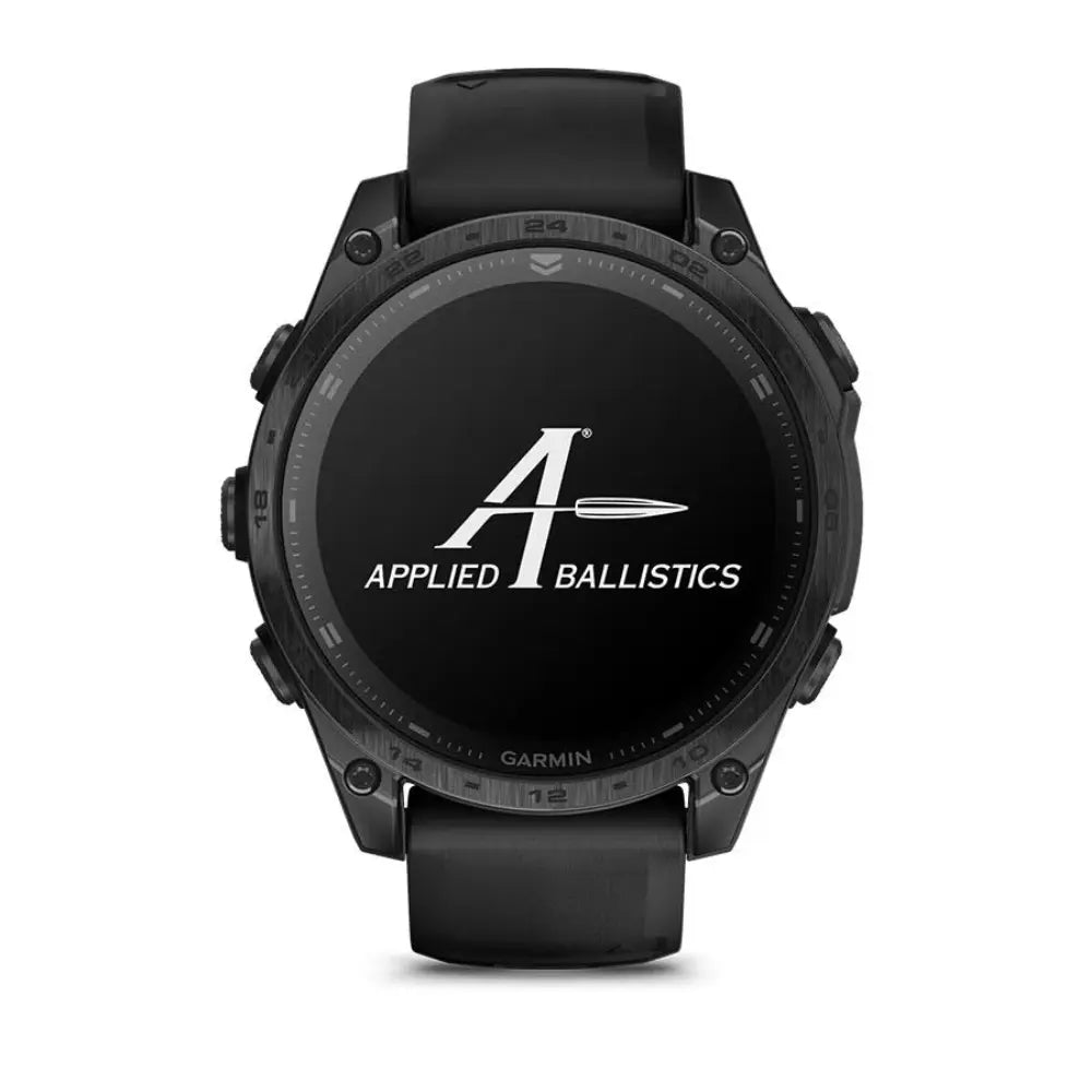 schwarze Garmin Sportuhr mit Applied Ballistics Logo
