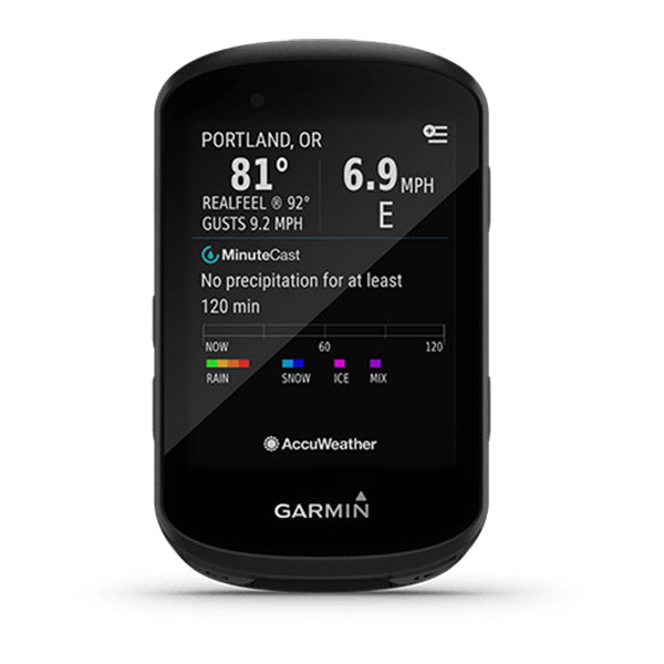 Garmin Edge 530 GPS Fahrradcomputer Frontansicht mit individuell einstellbaren Display