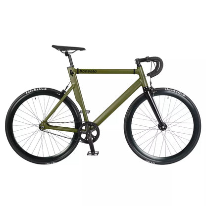 bonvelo Singlespeed Bike RAKEDE Olive Gates Carbon Drive S/M