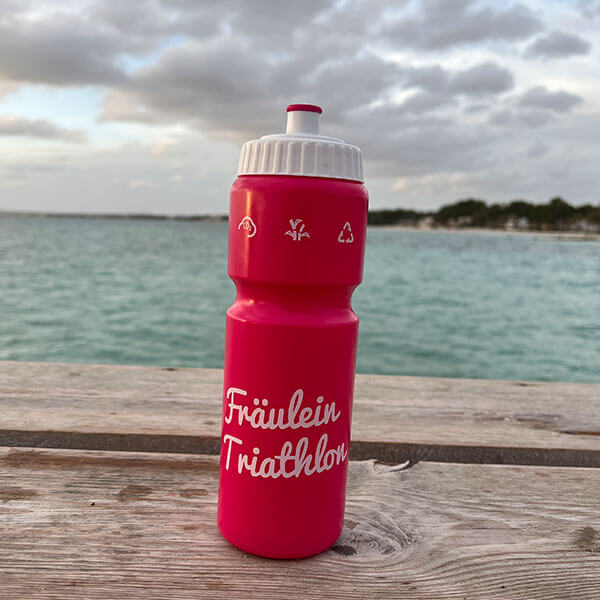Fräulein Triathlon Trinkflasche Schwarz Pink