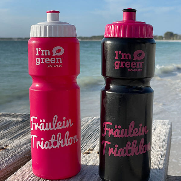 Fräulein Triathlon Trinkflasche Schwarz Pink
